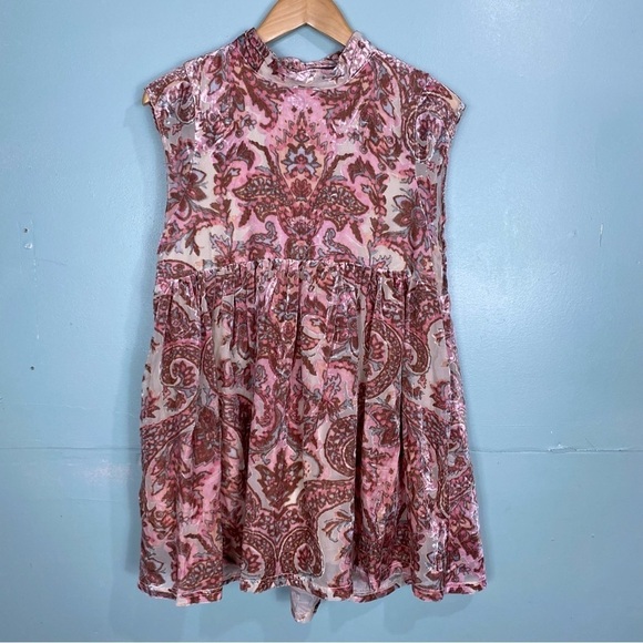 Free People All the Time Paisley Velvet Floral Mini Dress - Picture 2 of 5